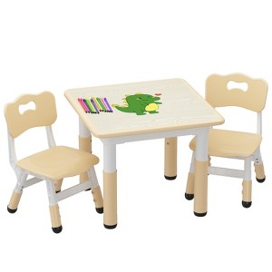 homfan Kids Table and 2 Chairs Set with Graffiti Desktop, Height Adjustable Toddler Table and Chairs Set for Reading, Drawing, Playing, Eating - 1 of 4