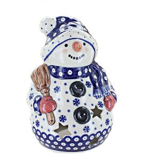 Blue Rose Polish Pottery 641 Vena Snowman with Broomstick - 1 of 1