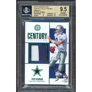 Troy Aikman Card 2019 Panini Encased Century Collection Emerald #9 (5/5) BGS 9.5 - 1 of 2