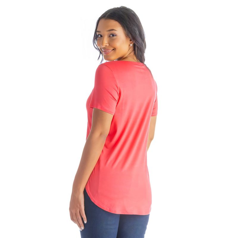 24seven Comfort Apparel Womens V Neck Criss Cross Neckline T Shirt Tunic Top, 3 of 7