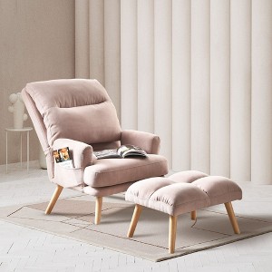 XIZZI Lazy Chair with Ottoman, Modern Large Accent Lounge Chair, Leisure Sofa Armchair Reading Chair with Footrest for Bedroom, Living Room, Dorm Room - 1 of 4