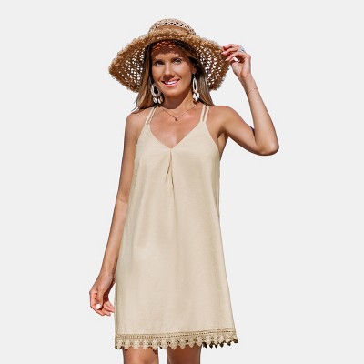 Women's Boho Chic Crochet Trim Beach Cover-Up Dress - Cupshe