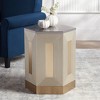 55 Downing Street Modern Champagne Silver Metal Hexagon Accent Side End Table 24" Wide for Living Room Bedroom Bedside Entryway - 2 of 4