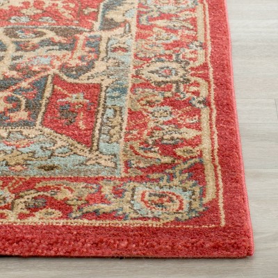 Elegant Red Traditional 26'' x 10' Synthetic Runner Rug