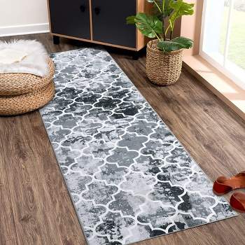 Area Rugs Moroccan Abstract Large Rugs Modern Rug for Living Room Stain Resistant Carpet Vintage Rugs for Bedroom Non Slip Rug, 2' x 6' Gray