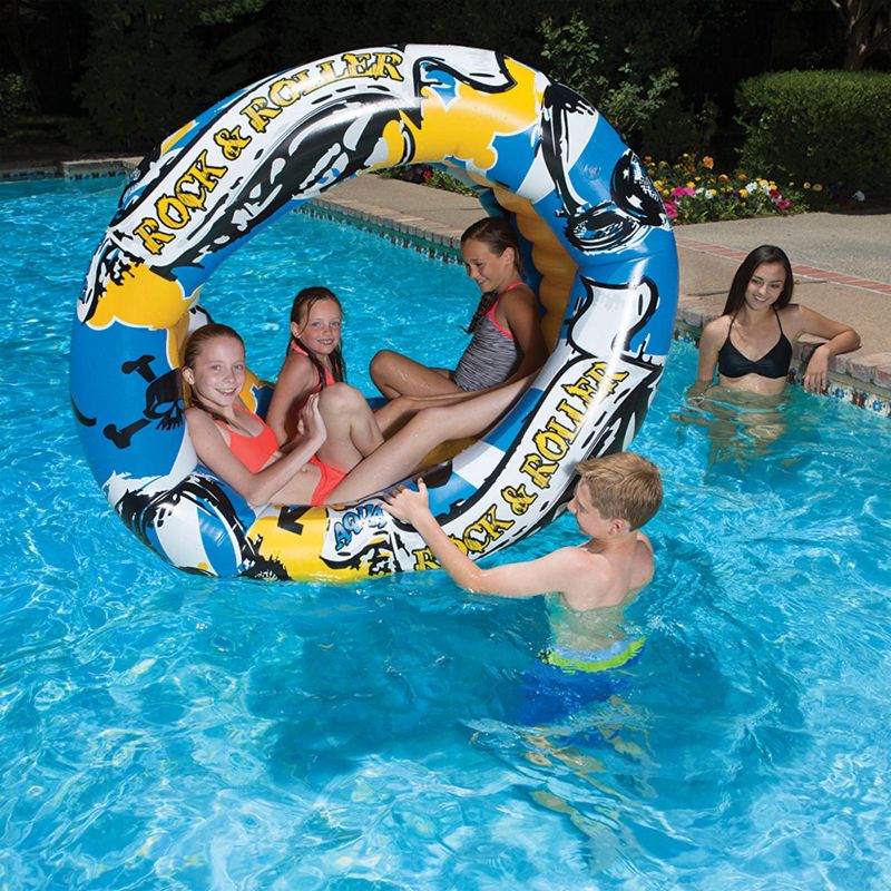 Swim Central 60" Inflatable Swimming Pool Float Toy - Yellow/Blue, 1 of 4