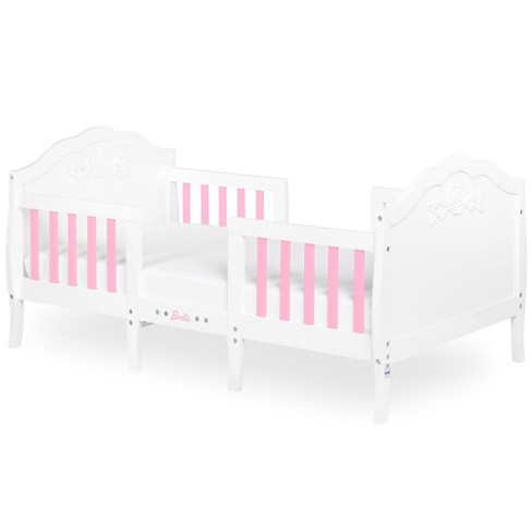 Barbie By Evolur Rose 3-in-1 Toddler Bed, White And Pink, Converts