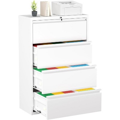 YONWAY 4 Drawer Lateral File Cabinet with Lock, Steel File Storage Cabinet, for Legal/Letter/A4/F4 Size, for Home Office and School