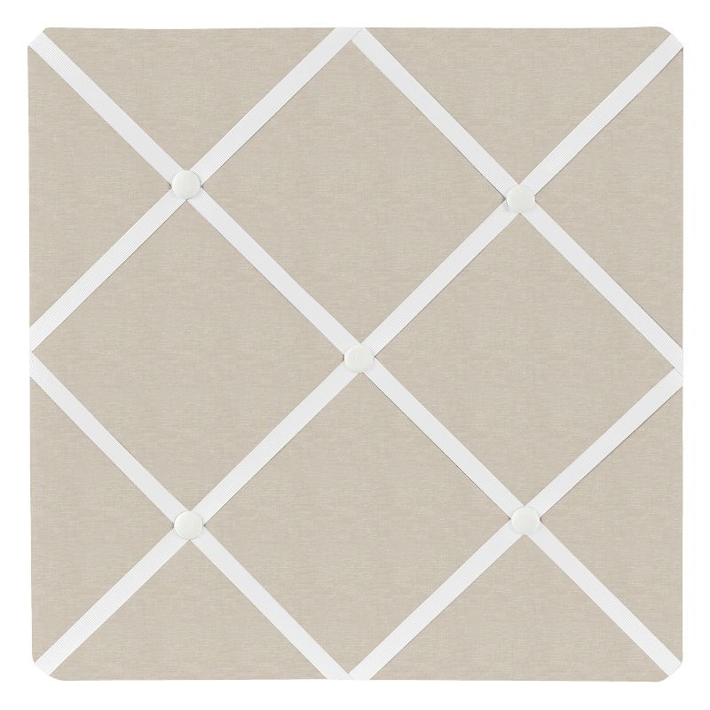 Sweet Jojo Designs Boy or Girl Gender Neutral Unisex Fabric Photo Memo Board Botanical Leaf Linen Taupe and Ivory, 1 of 5