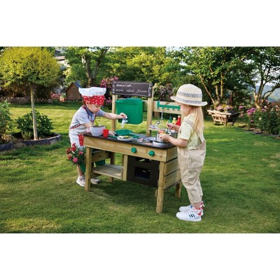 Hape Green and Wood Outdoor Play Kitchen with Accessories