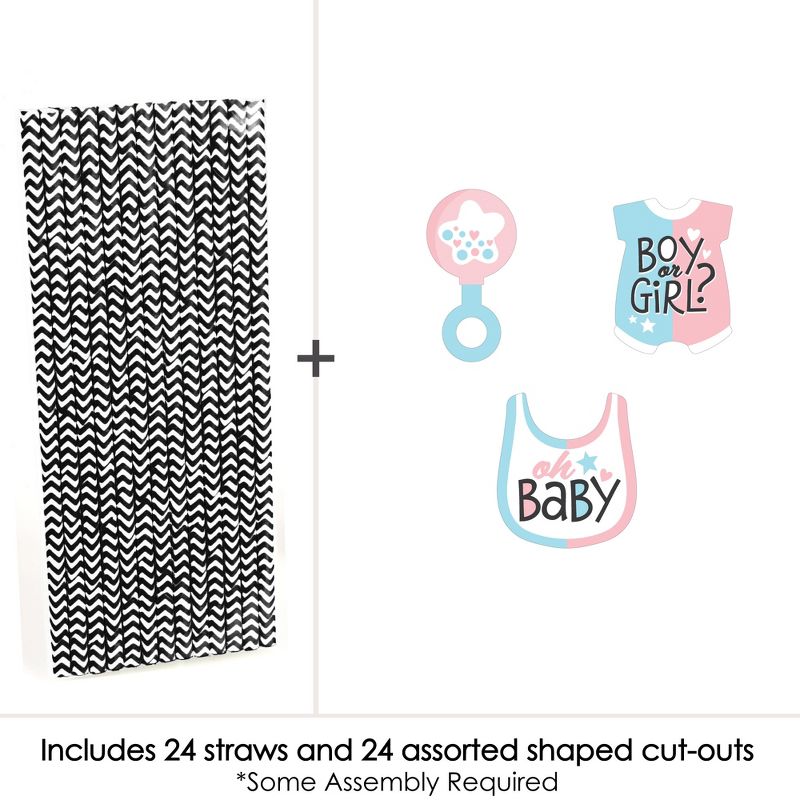 Big Dot of Happiness Baby Gender Reveal - Paper Straw Decor - Team Boy or Girl Party Striped Decorative Straws - Set of 24, 3 of 7