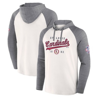 MLB St. Louis Cardinals Men's White Long Sleeve Lightweight Bi-Blend Hooded Sweatshirt
