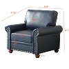 GDFStudio Kennedy Modern 36" Wood and Faux Leather Nails Accent Chair - 4 of 4