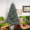 Gulches 8Ft Snow Frosted Artificial Xmas Tree,Pre-Decorated(Pinecones/Berries),Metal Stand - 2 of 4