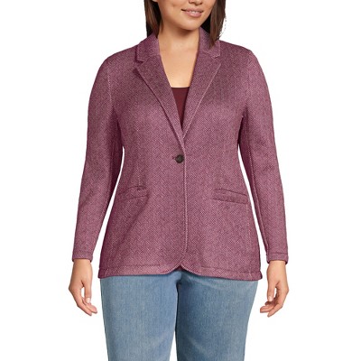 Lands' End Women's Plus Size Sweater Fleece Blazer Jacket The Blazer