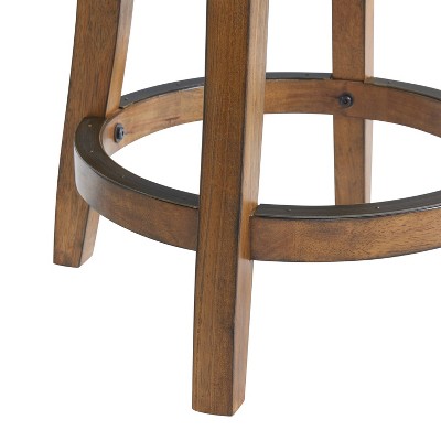 Ellie 21" Brown Rubberwood Linen Swivel Counter Stool
