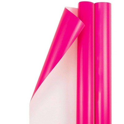 JAM PAPER Fuchsia Glossy Gift Wrapping Paper Roll - 2 packs of 25 Sq. Ft.