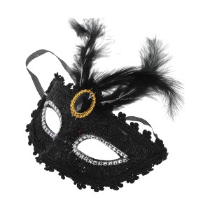 Unique Bargains Dragon Pattern Feather Half Face Party Mask 1 Pc - 1 of 4