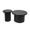 Set of 2 Wood Round Coffee Tables with Fluted Legs - 2 of 4