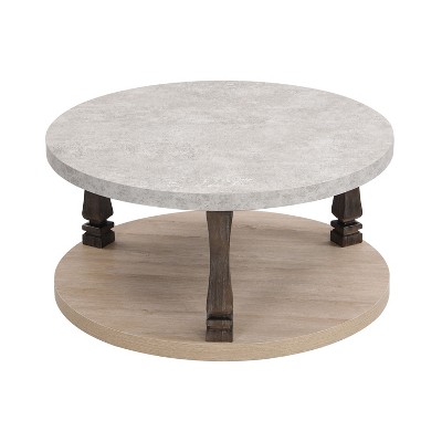 Nicbex Modern 36" Round Wood Coffee Table With 2 Tier Storage Shelf For ...