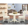 HomeStock 3-Pc Linen White Finish Solid Wood Top - Round Dining Room Set - Seats-4 - 2 of 4