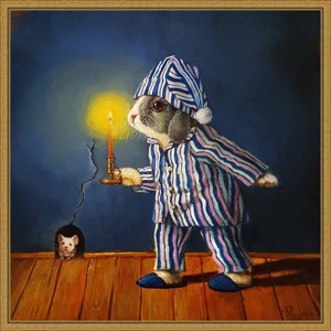 16" x 16" The Night Before Christmas Mouse by Lucia Heffernan Framed Canvas Wall Art - Amanti Art - 1 of 4