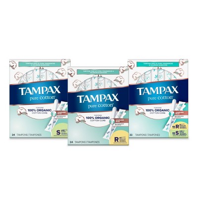 Tampax Pure 100% Organic Cotton Core Regular & Super Absorbency Tampons, 22  ct - Fry's Food Stores