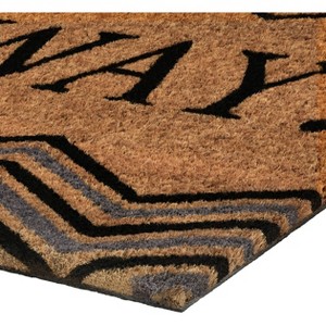 Kate Aurora "Go Away" Chevron Designed Coir Bristled Outdoor All Season Welcome Mat - 18"x30" - 1 of 3