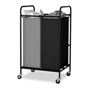 2/3-Bag Laundry Basket Hamper, Heavy Duty Laundry Sorter Cart with Lockable Wheels and 2/3x40L Removable Bags, Separated Laundry Room Organizer - 1 of 4