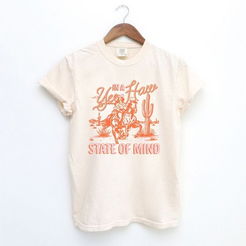 ダウンジャケットSimply Sage Market Women's Yee Haw State Of Mind Short Sleeve Garment Dyed  Tee - S - Ivory ダウンジャケット