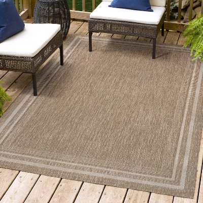 JONATHAN Y Lido Traditional Casual Pinstripe Border Indoor/Outdoor Area Rug
