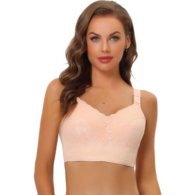 Allegra K Women's Full Coverage Wide Straps Longline Hem Wirefree Bra Pink  42d : Target