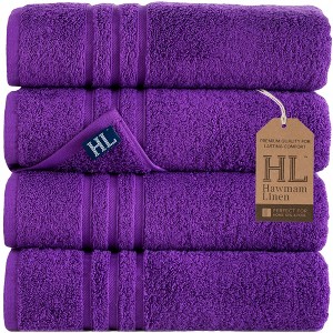 Hawmam Linen Bath Towels 4 Pack 27 x 54 Inches 100% Turkish Cotton Soft Lightweight and Highly Absorbent Quick Drying Towels - 1 of 4