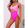 INSPIRE CHIC Women's Cut Out Adjustable Straps Crisscross Tie Back Swimwear Bathing Monokini Bikini Sets 1 Piece - 2 of 4