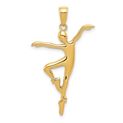 Black Bow Jewelry 14k Yellow Gold 3D Modern Ballet Dancer Pendant