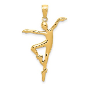 Black Bow Jewelry 14k Yellow Gold 3D Modern Ballet Dancer Pendant - 1 of 4