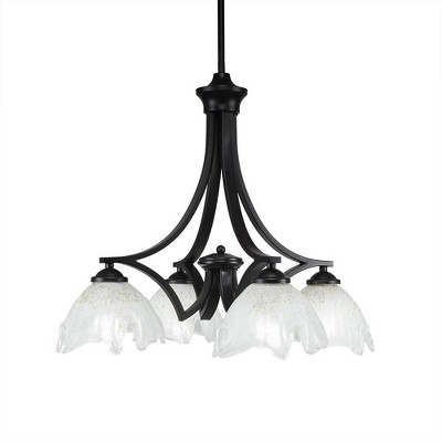 Toltec Lighting Zilo 4 - Light Chandelier in  Matte Black with 7" Gold Ice Shade