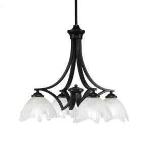 Toltec Lighting Zilo 4 - Light Chandelier in  Matte Black with 7" Gold Ice Shade - 1 of 1