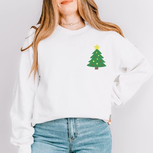Embroidered Christmas Tree With Ornaments - Women's Garment Dyed Graphic Sweatshirt - 1 of 3