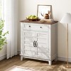 Coucheta 2-Pack Farmhouse Coffee Bar Cabinet, 2-Door Wooden Storage with Adjustable Shelf (Color: Brown & White Blocking) - 3 of 4