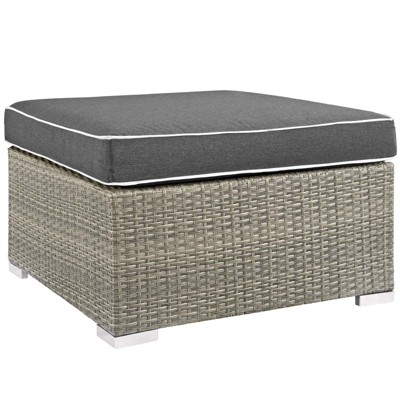 Modway Repose Outdoor Patio Upholstered Fabric Ottoman Light Gray Charcoal