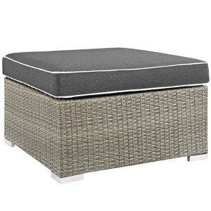 Modway Repose Outdoor Patio Upholstered Fabric Ottoman Light Gray Charcoal - 1 of 2