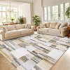 Washable Geometric Patchwork Rug, Non-Slip, Low Pile, Modern Farmhouse Carpet for Bedroom or Dining Room - 2 of 4