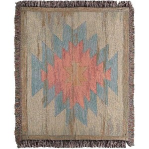 Manual Woodworks and Weavers Rosewood Ranch Decorative Cotton Throw with Fringe – Southwestern Style, 50 x 60 - 1 of 3