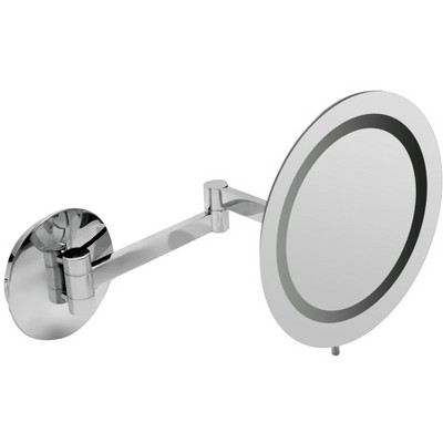 ALFI ABM9WLED-PCPolished Chrome Wall Mount Round 9Inch 5x Magnifying Cosmetic Mirror with Light