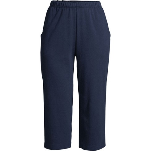 Lands' End Women's Tall Sport Knit High Rise Elastic Waist Capri Pants -  Small Tall - Radiant Navy