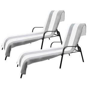 Cabana Striped Cotton Standard Size Towel/ Chaise Lounge Chair Cover Set by Blue Nile Mills - 1 of 4