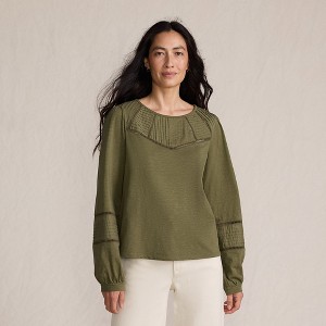 Lands' End Women's Long Sleeve Slub Pintuck Top - 1 of 4