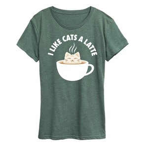 Women's - Instant Message - I Like Cats A Latte Short Sleeve Graphic T-Shirt - 1 of 4