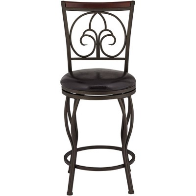 Colton Glitter Brown Swivel Bar Stools with Cushioned Seat, Set of 2